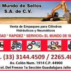 La imagen 5 de la Empresa EL MUNDO DE SELLOS SA DE CV Sistemas hidráulicos y neumáticos en Guadalajara JAL