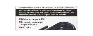 La imagen 1 de la Empresa MUELLES SANDOVAL DE OCCIDENTE, S.A. DE C.V Refacciones y Accesorios para Automóviles y Camiones en Tlaquepaque JAL